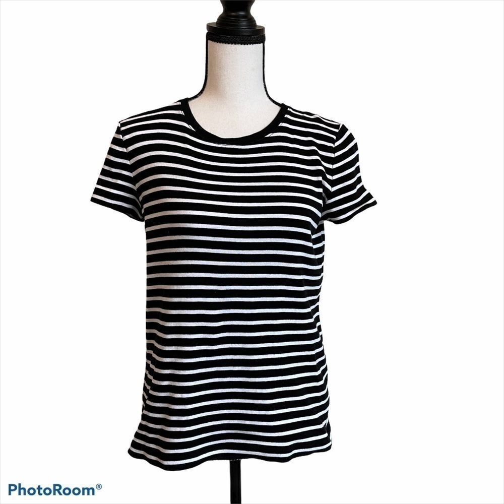 Jones‎ of New York Black and White Striped T-Shirt